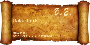 Baki Erik névjegykártya